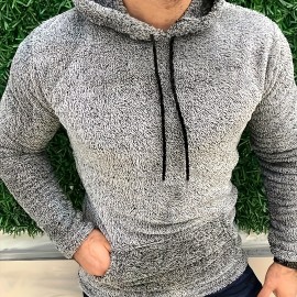 Cool Warm Fluffy Hoodies For Men, Men's Casual Snuddie Pullover Hooded Sweatshirt With Kangaroo Pocket Streetwear For Winter Fall, As Gifts